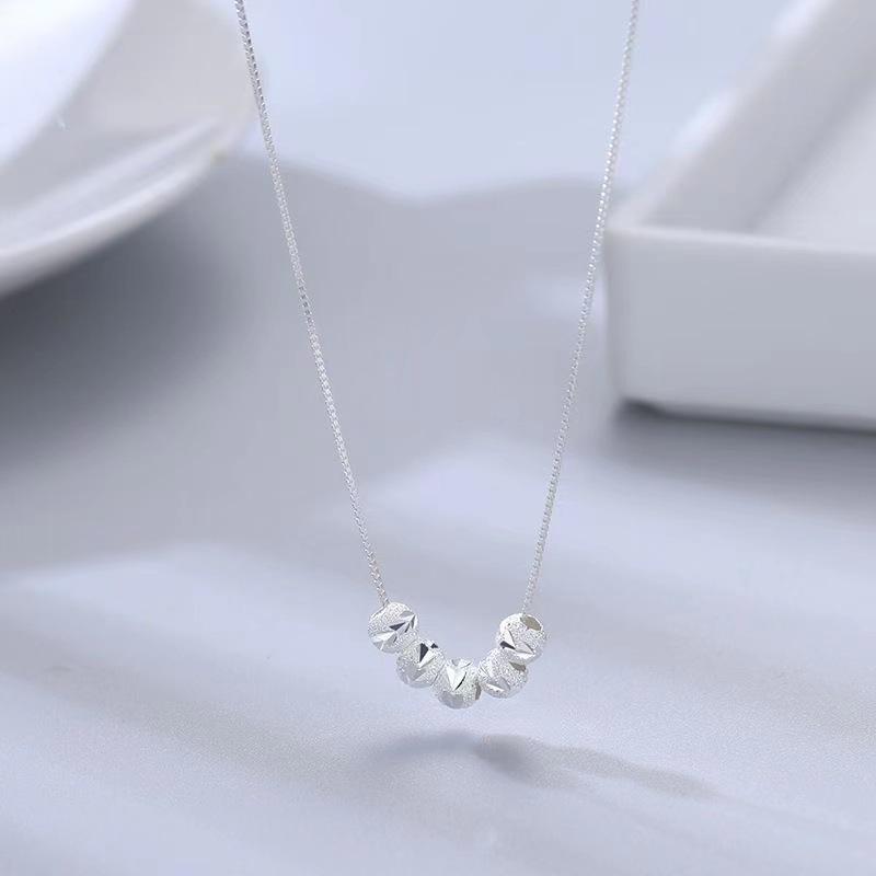 Five Blessings Silver-Plated Necklace: Heart & Flower Lucky Beads, Elegant Women's Design
