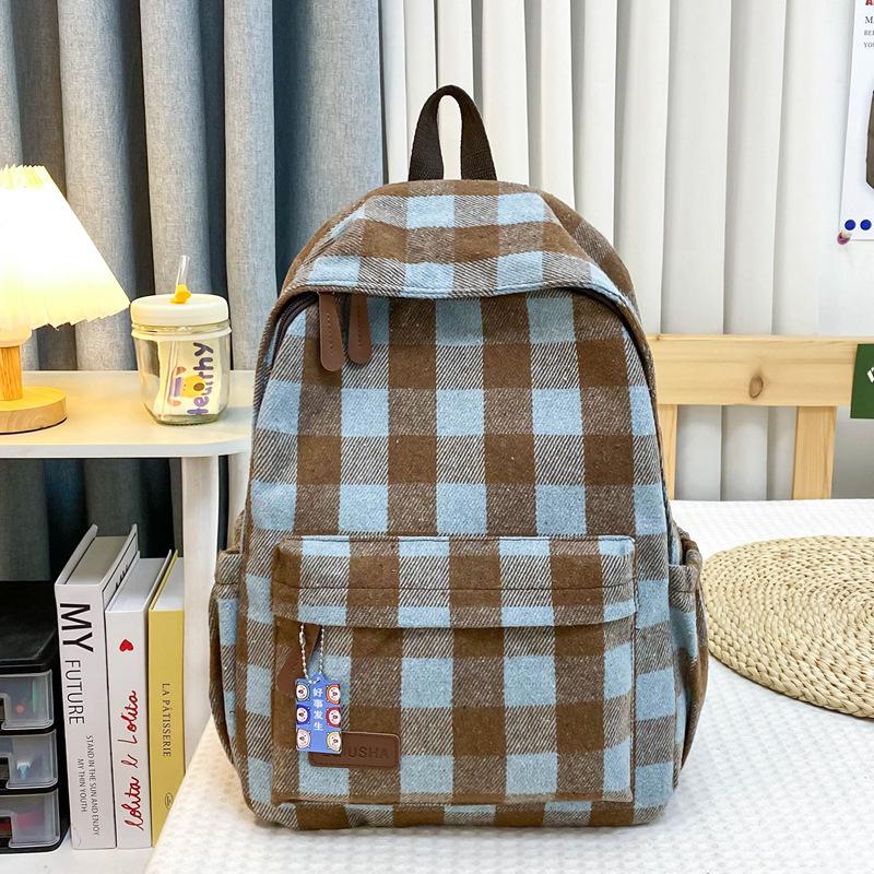 Retro backpack junior high school college student schoolbag women's new casual backpack niche large capacity