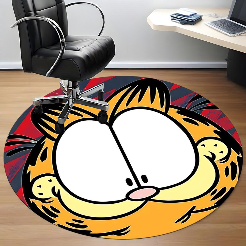 1pc Garfield Cat Office Round Area Rug, Under Office Chairs Bedroom Living Room Home Decor, Room Deco