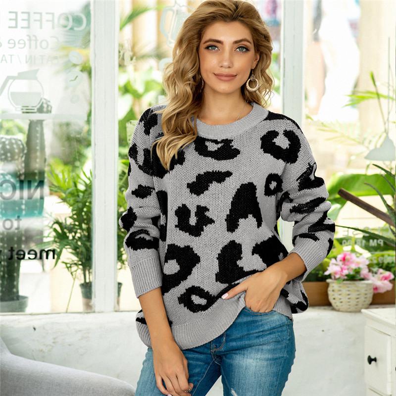 2023 Autumn/Winter Women's Trendy Leopard Print Loose Knit Sweater