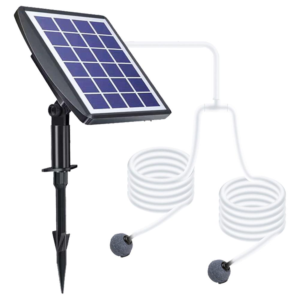 Solar Powered Fish Tank Oxygenator with Pipe Fish Tank Air Pump High Efficiency Fishing Oxygenation Device for Outdoor Pool Pond