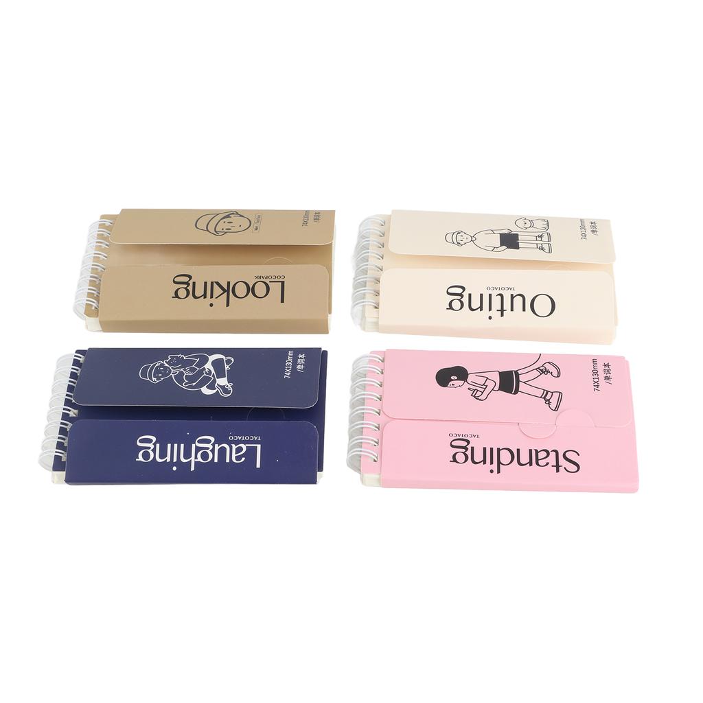 4pcs Small Spiral Notebook Pocket Top Bound Memo Books for Travel Journals Daily Scrapbooking