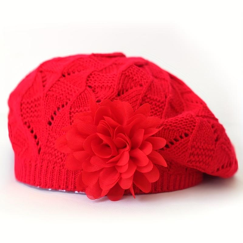1pc of New Autumn And Winter Fashion Beret for Women with Floral Design in Solid Colors, Available in Various Colors for Everyday Use