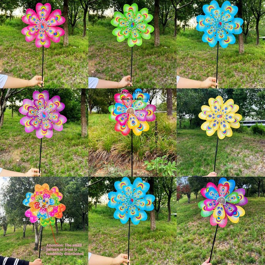 Colorful Outdoor Peacock Double-Layer Large Windmill for Scenic Areas and Night Markets