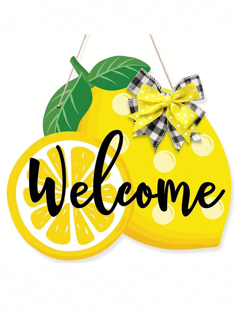 1pc Lemon Wreath Wood Board Decoration Pendant for Home Decoration In Summer