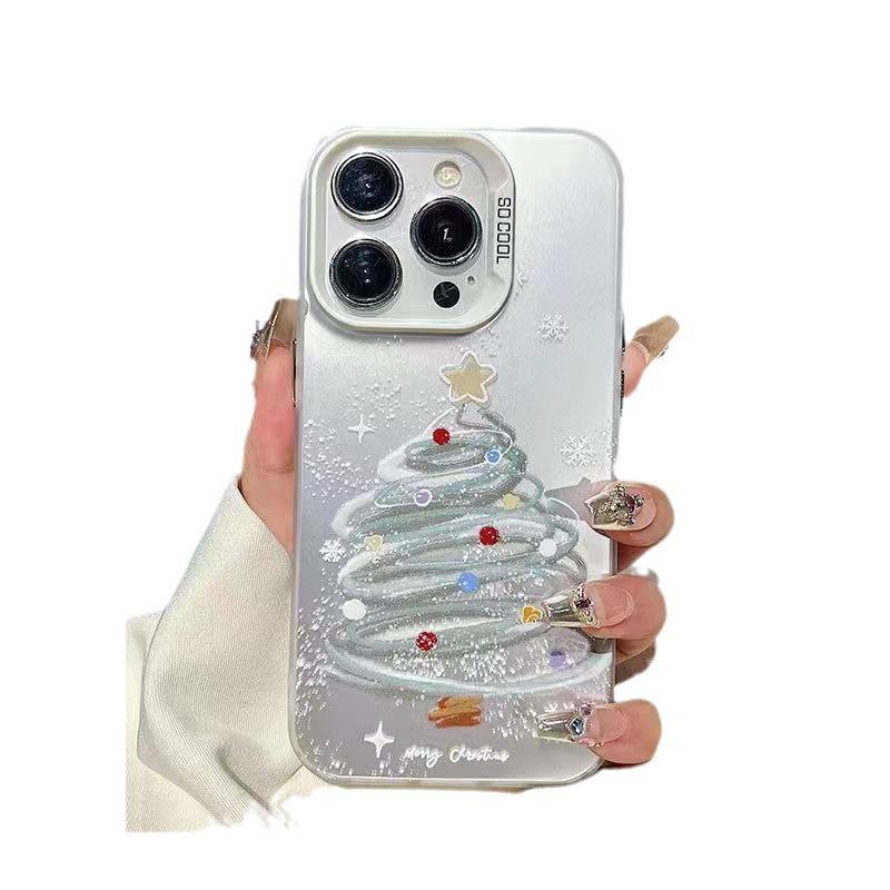 Snowflake Christmas Tree Phone Case for iPhone 12-16 Pro Max