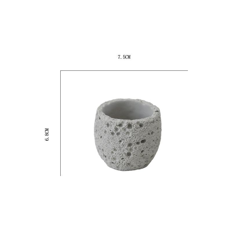 Milk White Creative Volcanic Stone Pattern Cement Succulent Flower Pot Office Home Desktop Decoration Green Plant Flowers