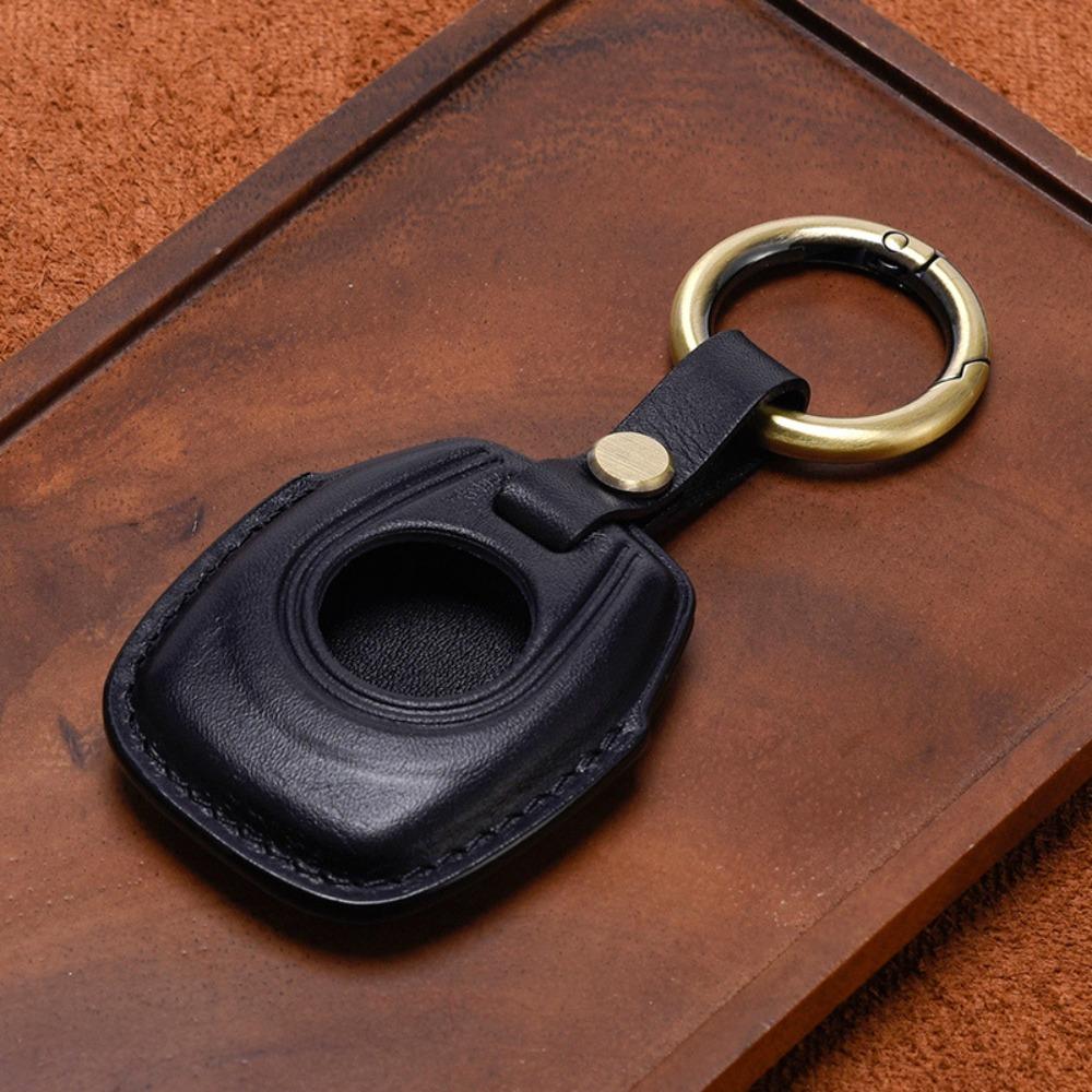Solid Color Key Cover Genuine Cowhide Key Protection Bag Key Protector Case for Harley Sportster S A--Black