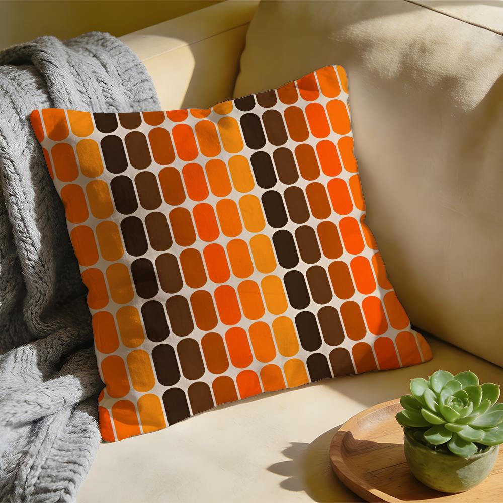 Cushion Cover  Washed Linen  Soft Breathable Decorative Case For Sofa Home Rainbow Series Geometric Print Pillow cover
