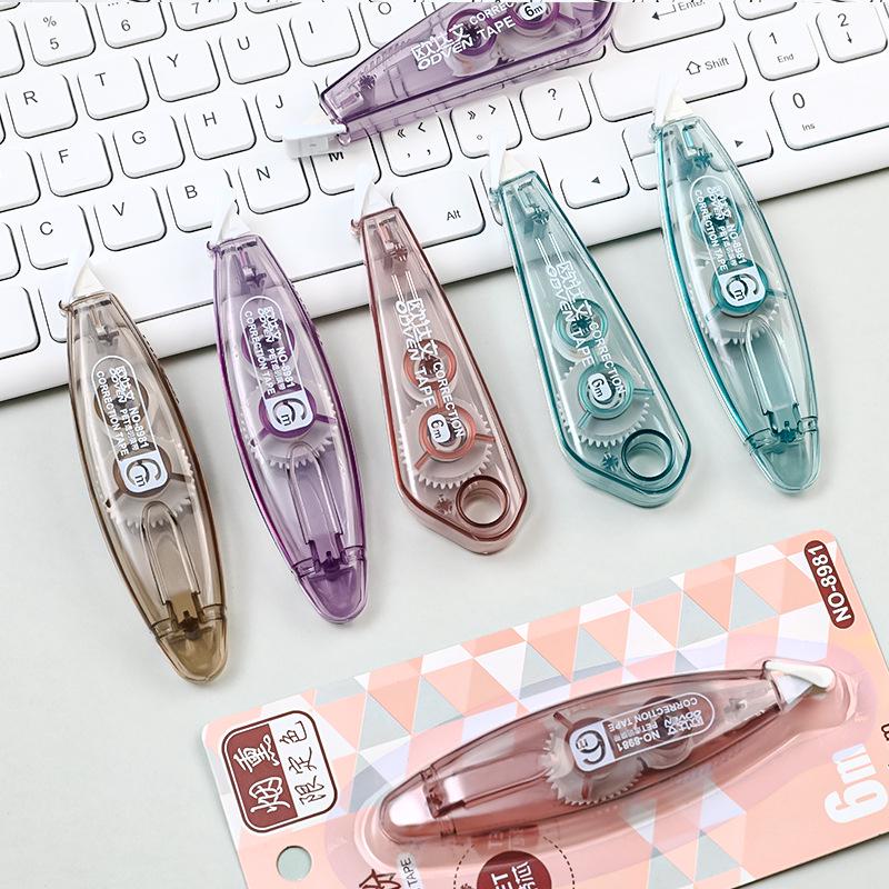 Simple Smoky Morandi Mini Transparent Correction Tape - 6m Portable Student Stationery