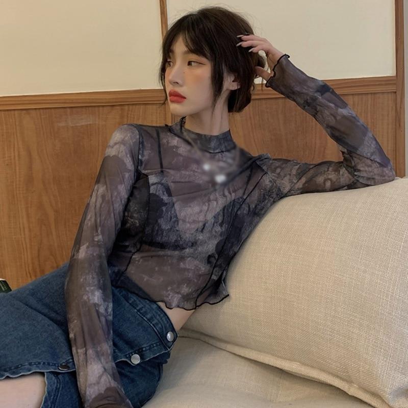 Tričko s dlouhým rukávem Dámské letní zapínání Na nošení Slim Short Tops Smudge Sunscreen Shirt