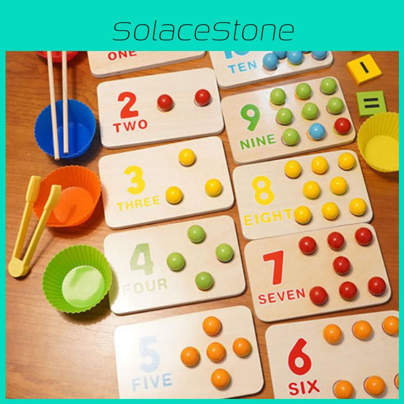 Montessori Math Learning Puzzle For Kids Wooden Bead Counting And Matching Game