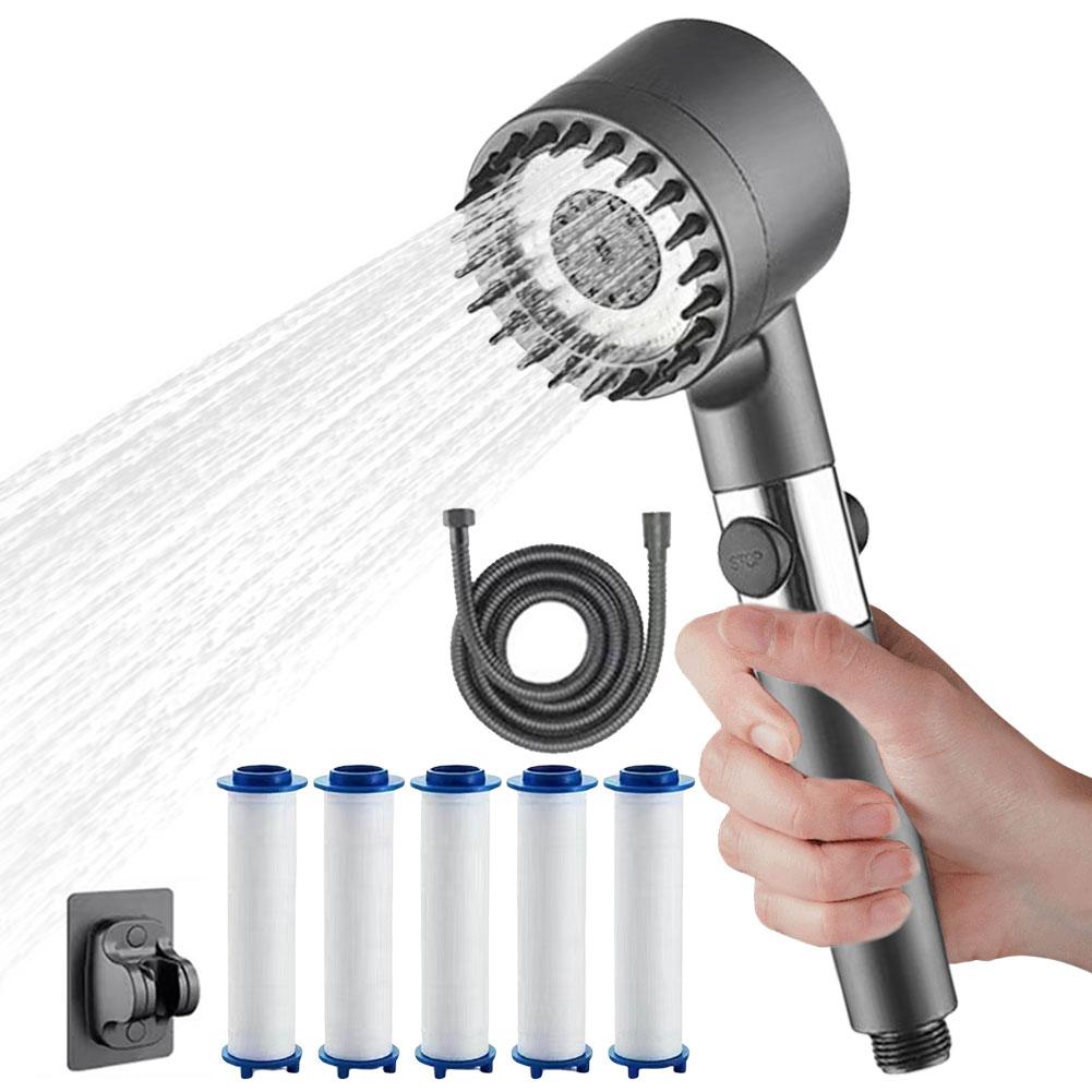 High Pressurized Filter Shower Head 3-Mode Adjustable Shower Spray Massage Rain Faucet Shower Set Bathroom for Accessory