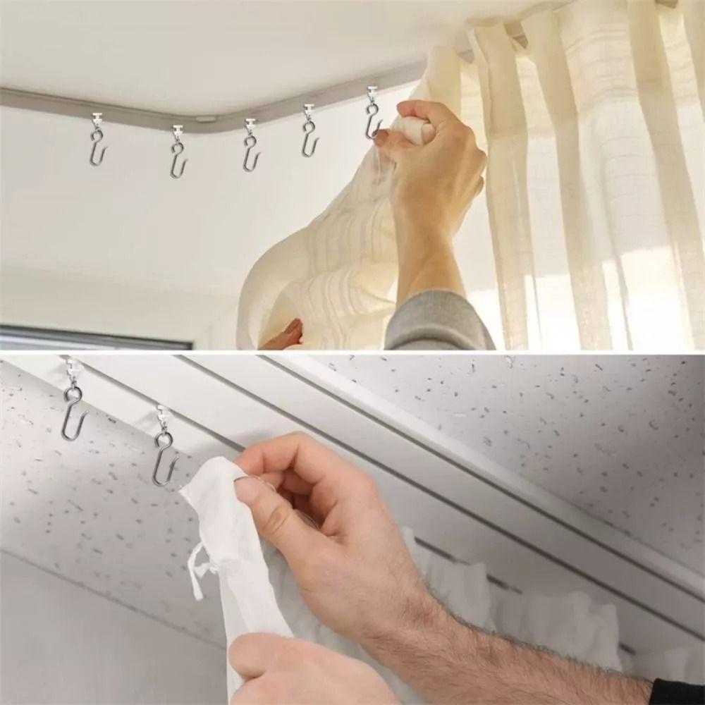 20 ks Stropní háčky na závěsy, Drapérie, Věšák na sprchový závěs, Nový háček s kolíčkem