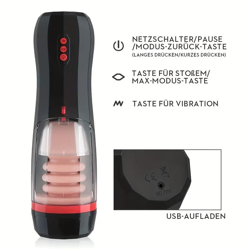 3 In 1 Push In Male Masturbation Cup, Male Masturbator Telescopic Rotating Vagina Masturbation Adult Erotica Piston Male Masturbation Cup Supplies