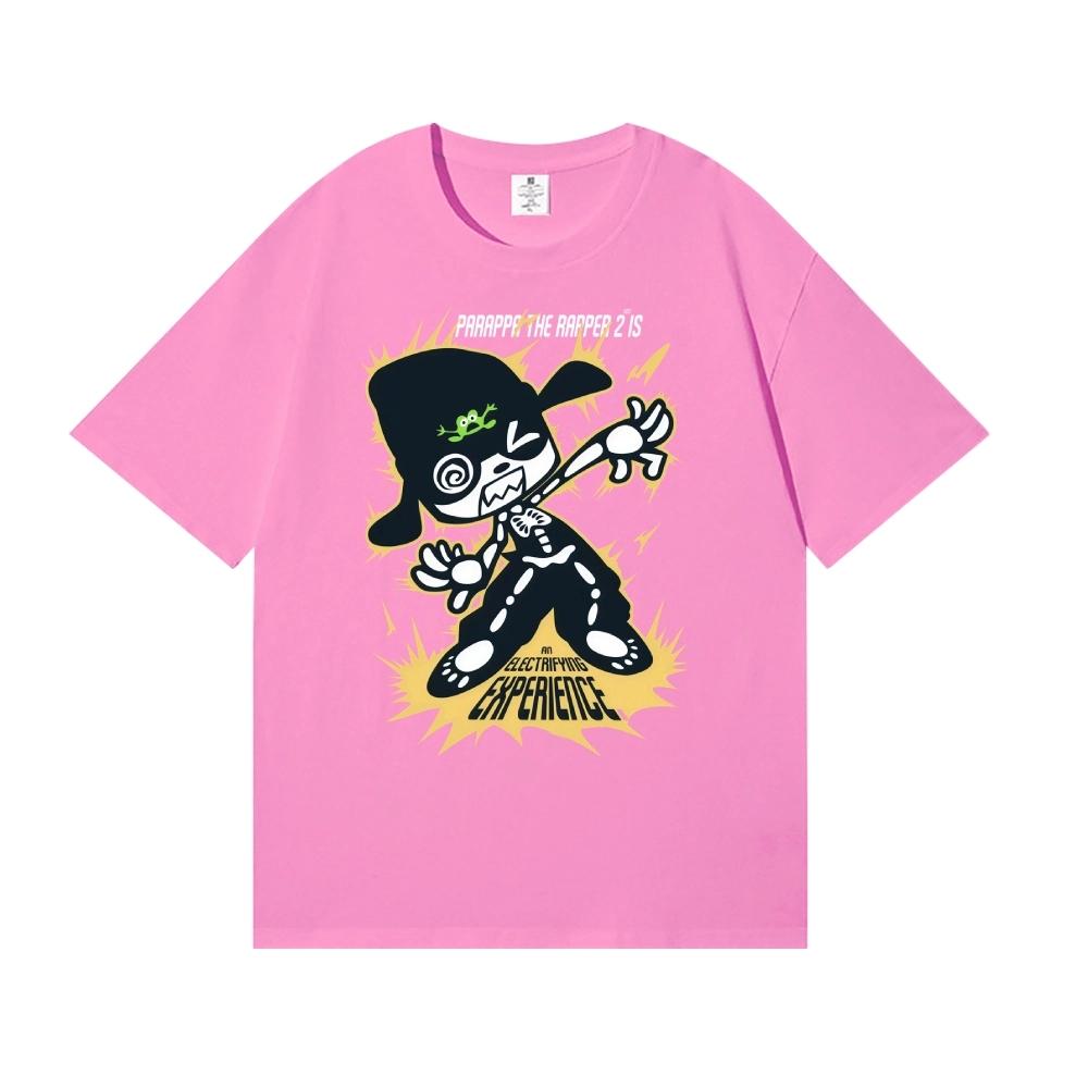 Parappa The Rapper Unisex Short Sleeve T Shirt Retro Game Skeleton Character Graphic Tee Summer Cartoon Streetwear O Neck Oversized Cotton Tops