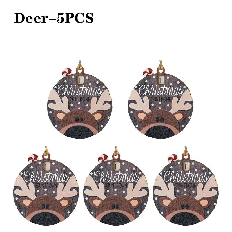 1-5PCS Christmas Countdown Hanging Ornament Santa Claus Tree Decoration Holiday Party Home Decor for Festive Celebration