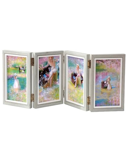 

S.fields.inc Photo Frame, 4-Panel, Wooden, Multi-Faced, Folding, Organic Glass (Gray)