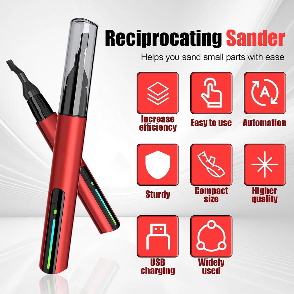 Mini Reciprocating Sander, Electric Sanding Pen, Mini SanderMini Reciprocating Sander Set, Rechargeable Adjustable Sanding Pen Polishing Machine for