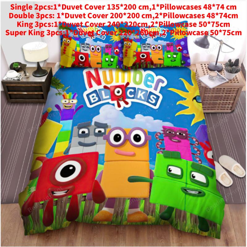 

Set Numberblocks Bedding Quilt Duvet Cover Double King Enlightenment Animation Single(135x200cm)