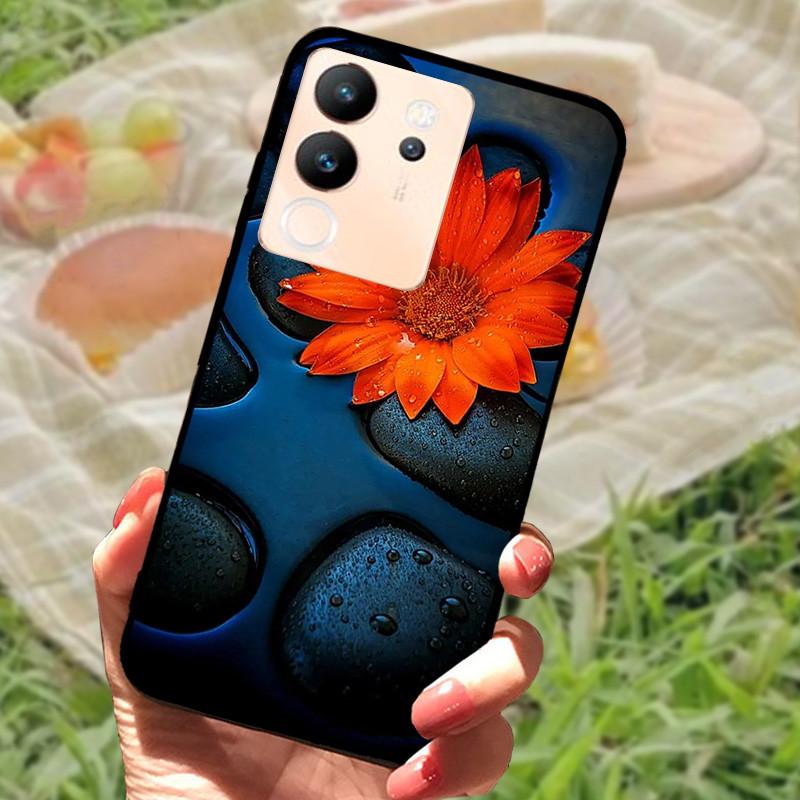 For Vivo V30 Lite Case Cover Silicone Soft Marble Black Bumper Funda Coque for vivo V2314 V30 Lite 5G Full Protective V30Lite