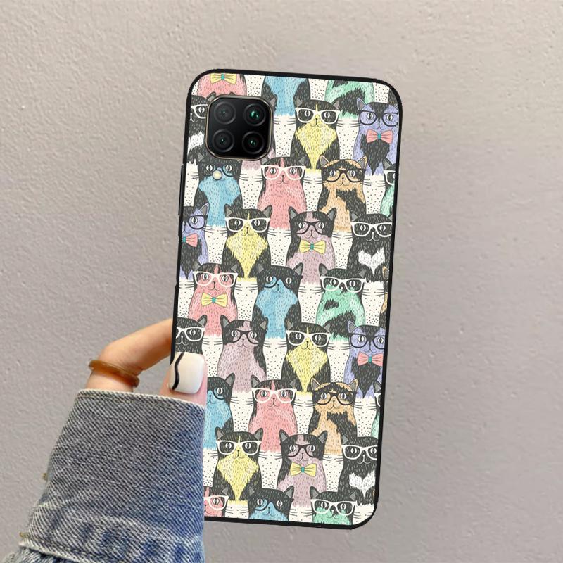 Funny Cat Collage For Huawei Nova 12s 12i 11i 8i 7i Y73 Y70 Y90 Y60 Y72 Y61 Y91 9 10 SE P30 Pro P40 Lite Case