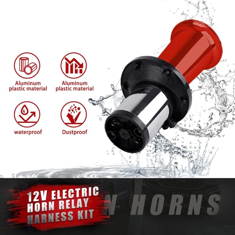 Horn Train Horn for Truck/Car Air Horn Chromes Plated Trumpet Super Loud 110dB for 12V Car Truck Motorbike Boats