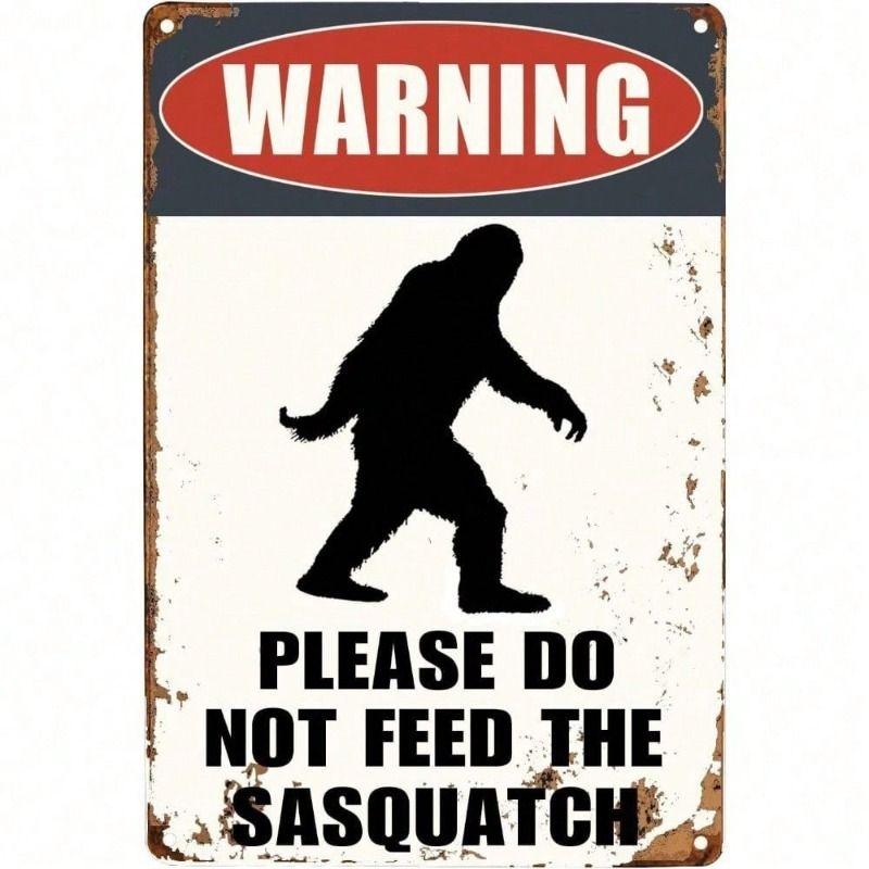 Metal Wall Art Bigfoot Warning Sign Vintage Retro Funny Garage Decor