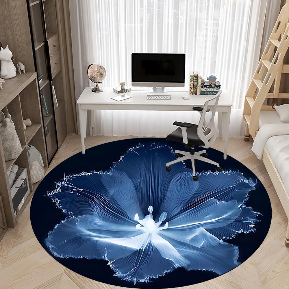 1pc Floral Bloom Office Round Area Rug, Indoor Mat Suitable For Office, Under Office Chairs Bedroom Living Room Home Decor, Room Deco