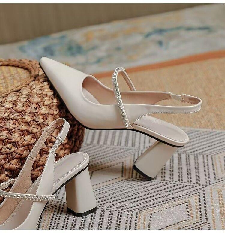 

Женские удобные рабочие босоножки на каблуке, модные летние туфли на высоком каблуке Baotou Back Empty Walking Shoes для женщин 35