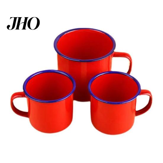Kitchen Cup 120/240/350/500ML Vintage Enamel Mug with Handle Heat-resistant Large Capacity Tea Milk Water Coffee Drinking Retro Decoration 1960s Style
