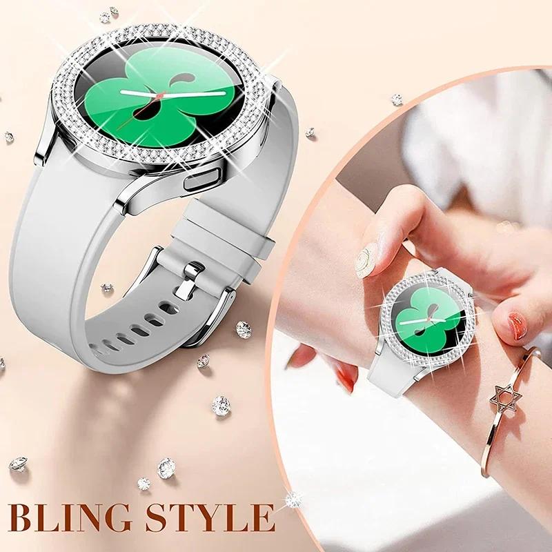 Bling Diamond Case for Samsung Galaxy Watch 7 6 5 4 PC Protective Case 40mm 44mm Screen Protector Bumper Transparent Cover