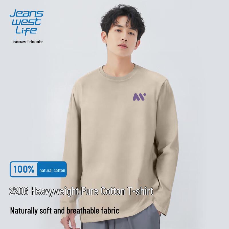 JEANSWEST LIFE Men s Heavyweight Pure Cotton Long Sleeve T-Shirt