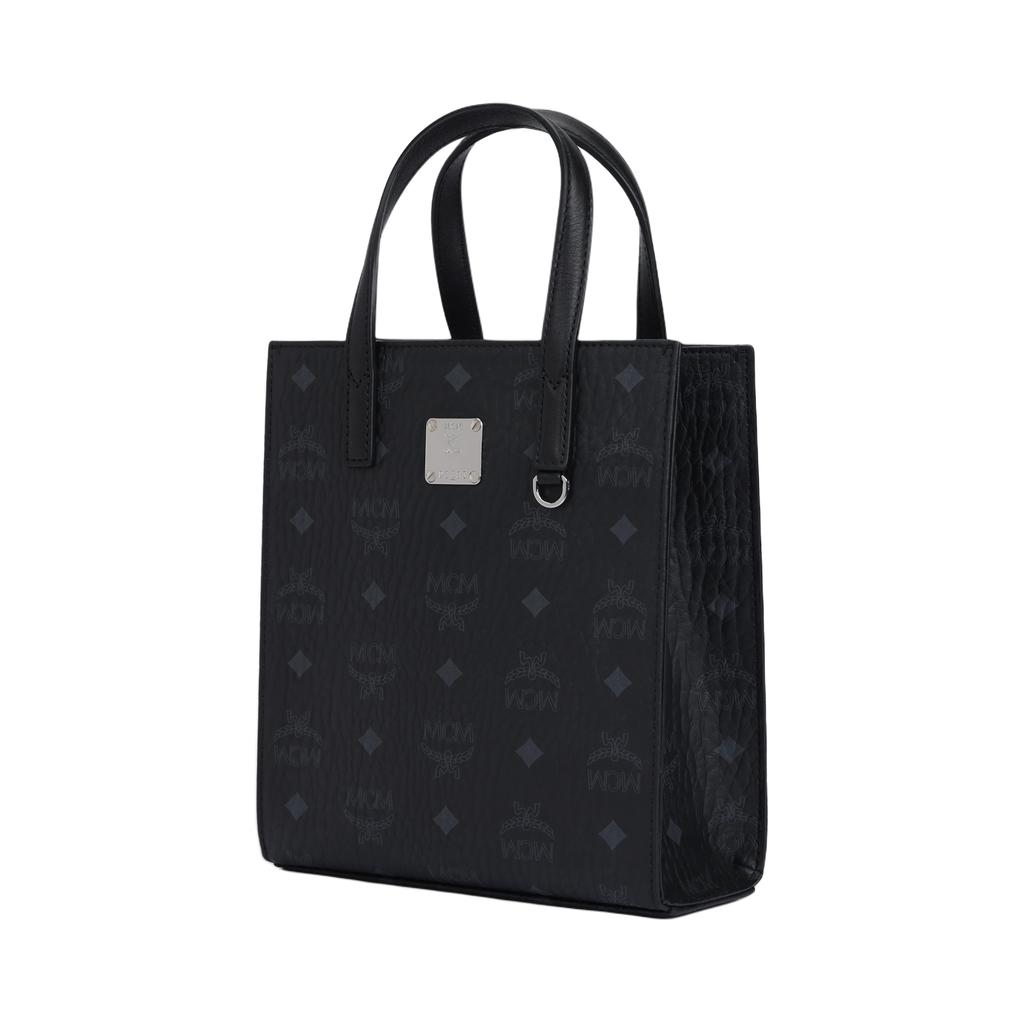 MCM Klassik Geblümtes Leder-Tote-Bag Einkaufstasche Messenger-Tasche Umhängetasche Crossbody-Handtasche Mini Unisex Schwarz