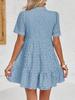 Women's Eyelet Lace Babydoll Dress Short Sleeve V Neck Flowy Summer Tunic Dress