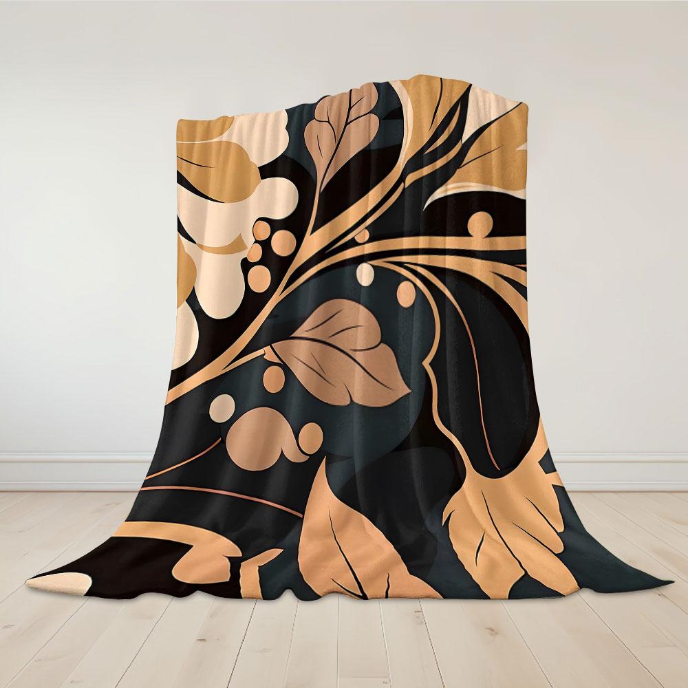 Vintage Leaf Floral Print Flannel Blanket Warm Soft Halloween Christmas Decorative Couch Warm Cozy All-Season Gift