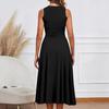 Spring and summer new European and American fashion square collar versatile sleeveless solid color basic dress women's comfortable