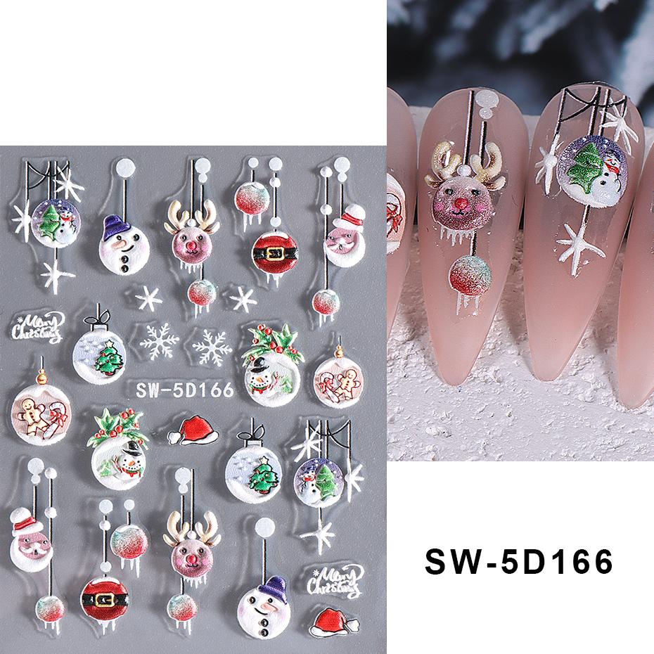 

Рождественские 5D Снежинки Наклейки для ногтей Санта-Клаус Снежинки Наклейка для ногтей Самоклеящийся слайдер Рождественское украшение для маникюра