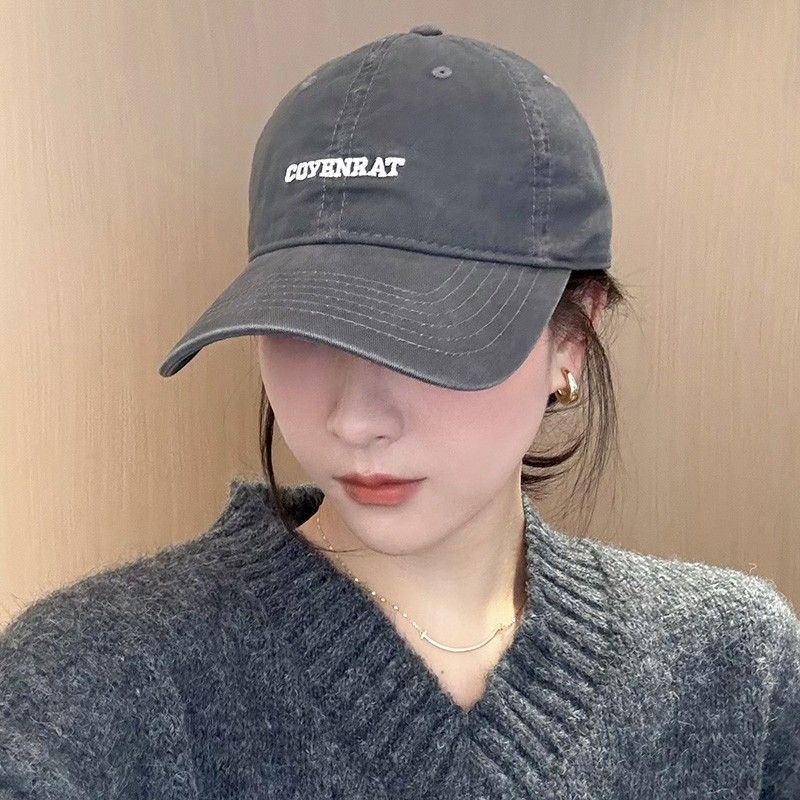 

2025 Summer New Arrival Embroider Little Fox Baseball Cap Female Deepening Wide Brim Big Head Circumference Minimalist All-Matching Peaked Cap Black gray CO M (56-58 cm)