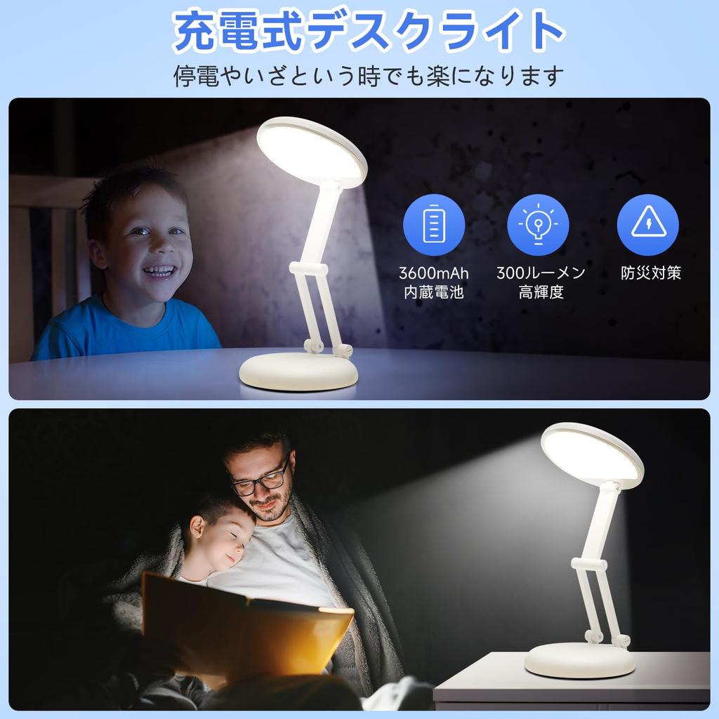 Kufire LED Rechargeable Desk Lamp [3600mAh Large Capacity] Stylish Folding Desk Lamp with DimmingMemory Function, Cordless, Indirect Lighting,
