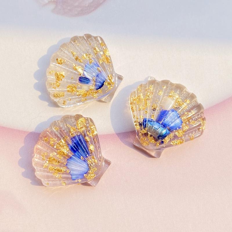 10pcs Kawaii Resin Mixed Transparent Colored Stone Shells Flat Back Cabochon Crafts Clothing DIY Scrapbooking Accessories G80