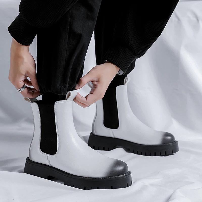 Nauji Chelsea Batai Vyriški Rankų Darbo Batai Didelio Dydžio Prabangaus Prekės Ženklo Vyriški Batai Ruduo Žiema Šilti Kailiniai Retro Kulniukai Zapatos Hombre