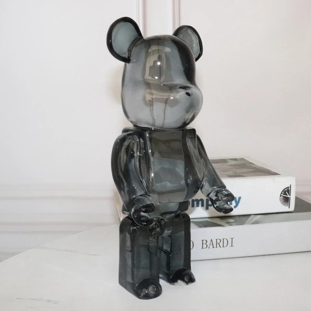

26cm Clear Bear Figure Resin Transparent Violent Bear Statue Aesthetic Sculpture Luxury Livingroom Decorations Desk Accessories