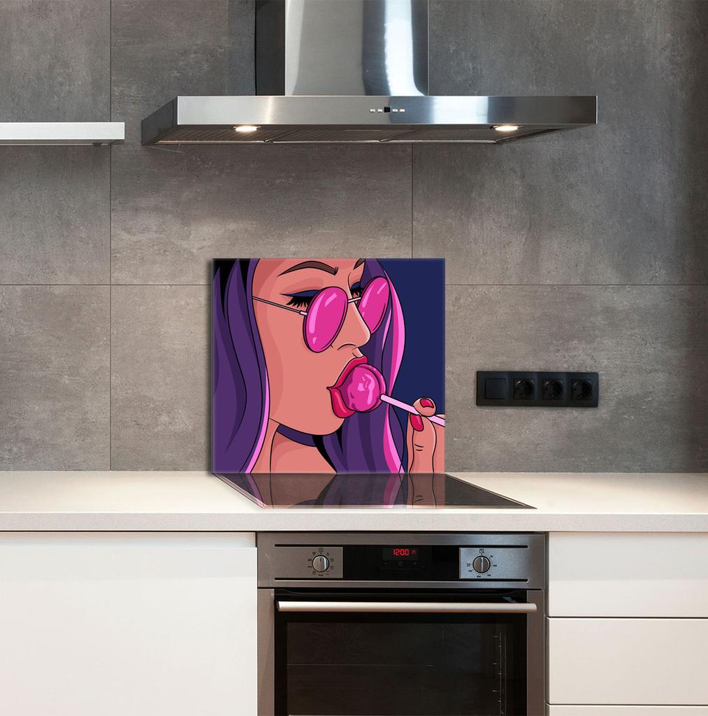 PANEL SZKLANY DO KUCHNI 65x60 Kobieta