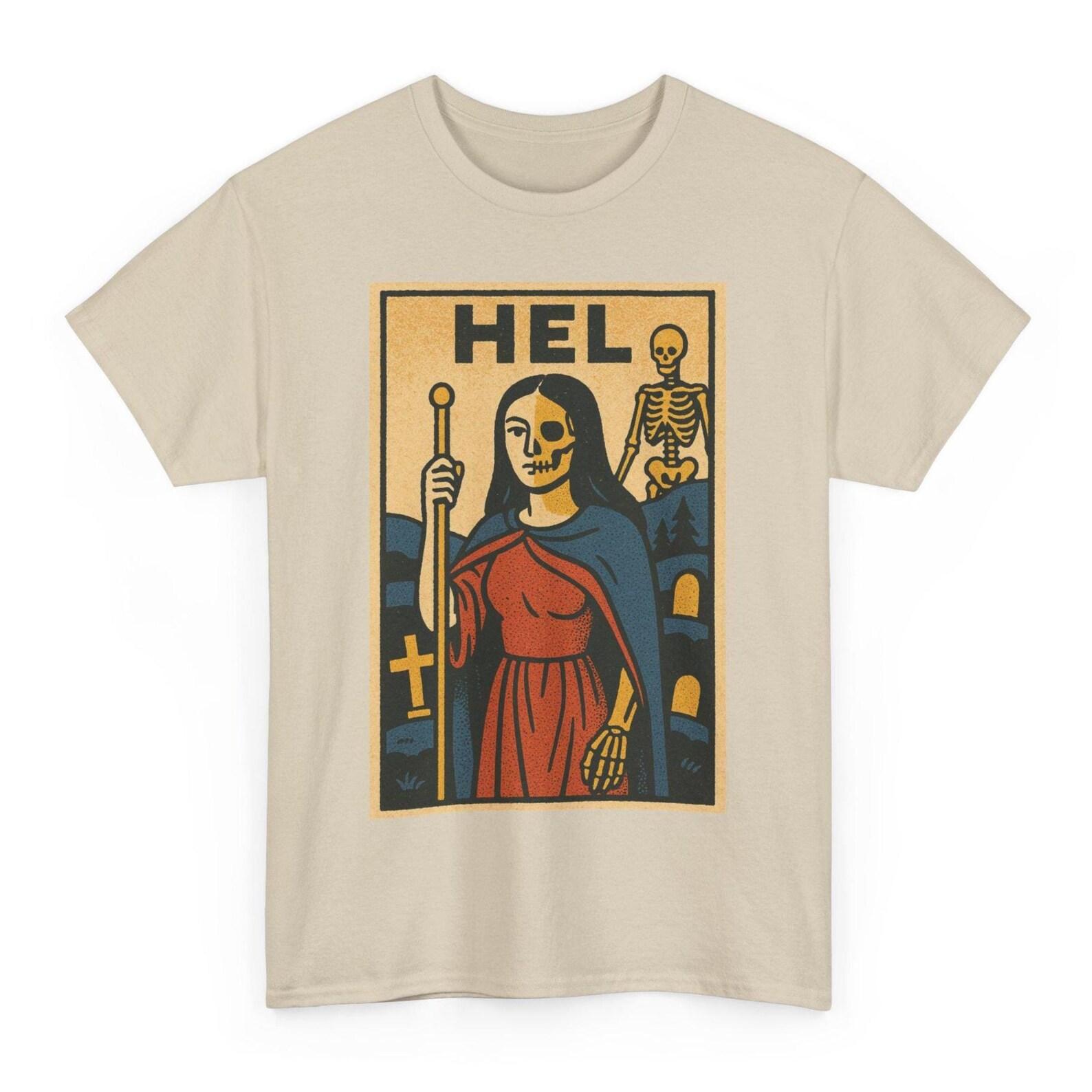 Hel Norse Goddess T-Shirt: Retro Comic Pagan Graphic Tee M