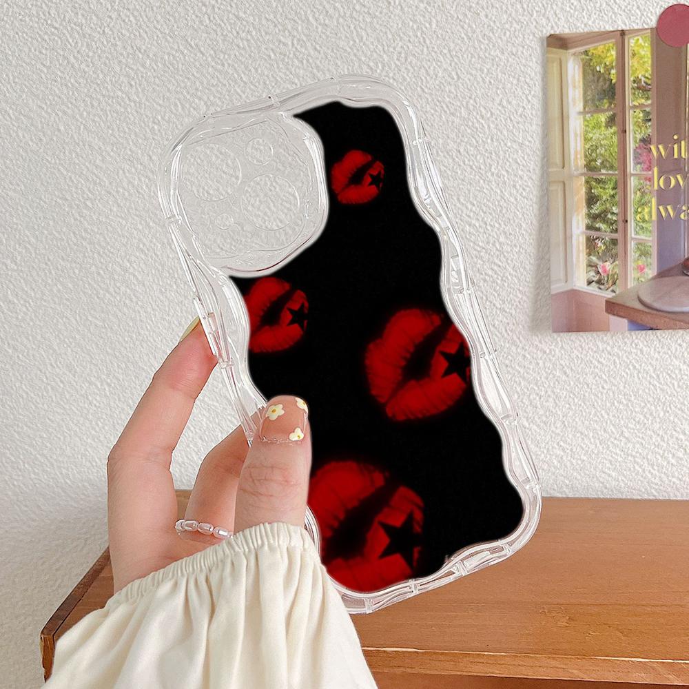 LZ19 Lips Kiss Art Clear Soft Wave Phone Cases for Samsung S24 S23 Ultra S20 FE A54 A14 A52s A51 S10 Huawei Honor 90 Protection Back Cover