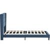 1 Set Upholstered Bed Elegant Lines Comfy Sleep Slatted Frame Pure Color Mattress Bed for