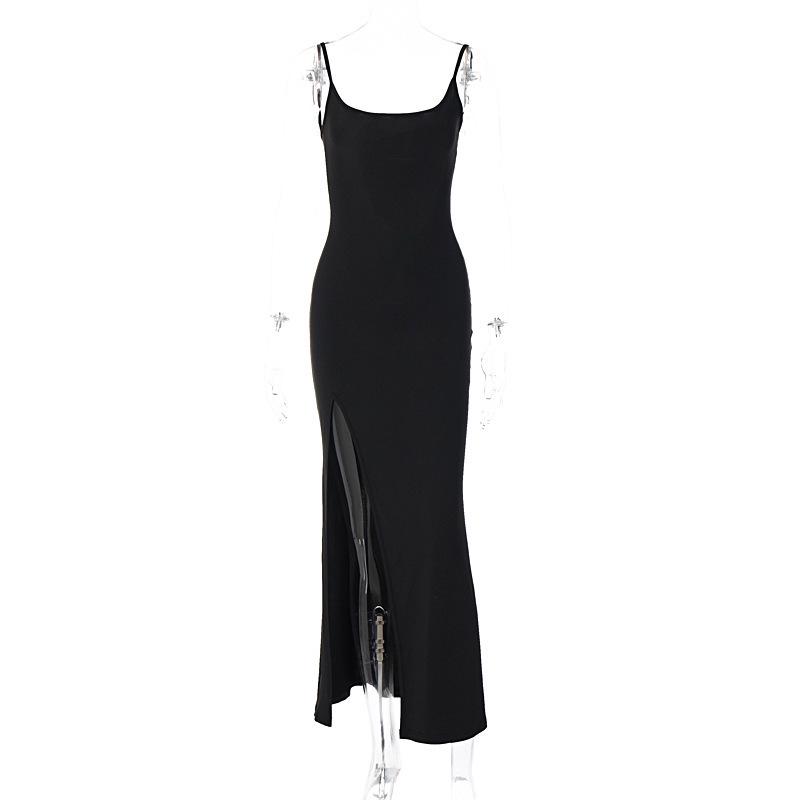 2026 Women s Sexy Lace Off-Shoulder Camisole Slit Dress M