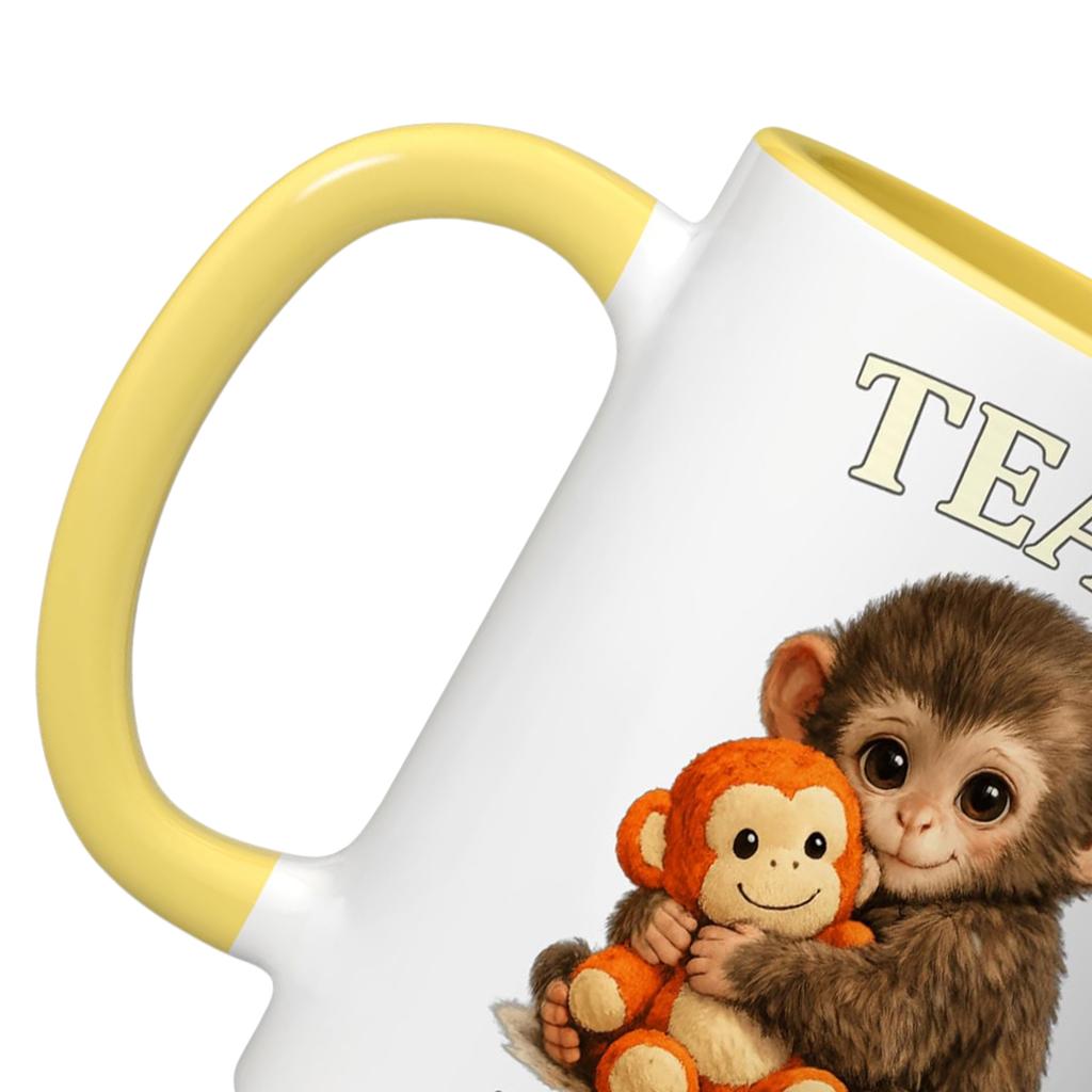 Baby Macaque Monkey Hugging Plush Coffee Cup Cute Monkey Drinkware for Office Home Gift for Animal Lovers Women Men
