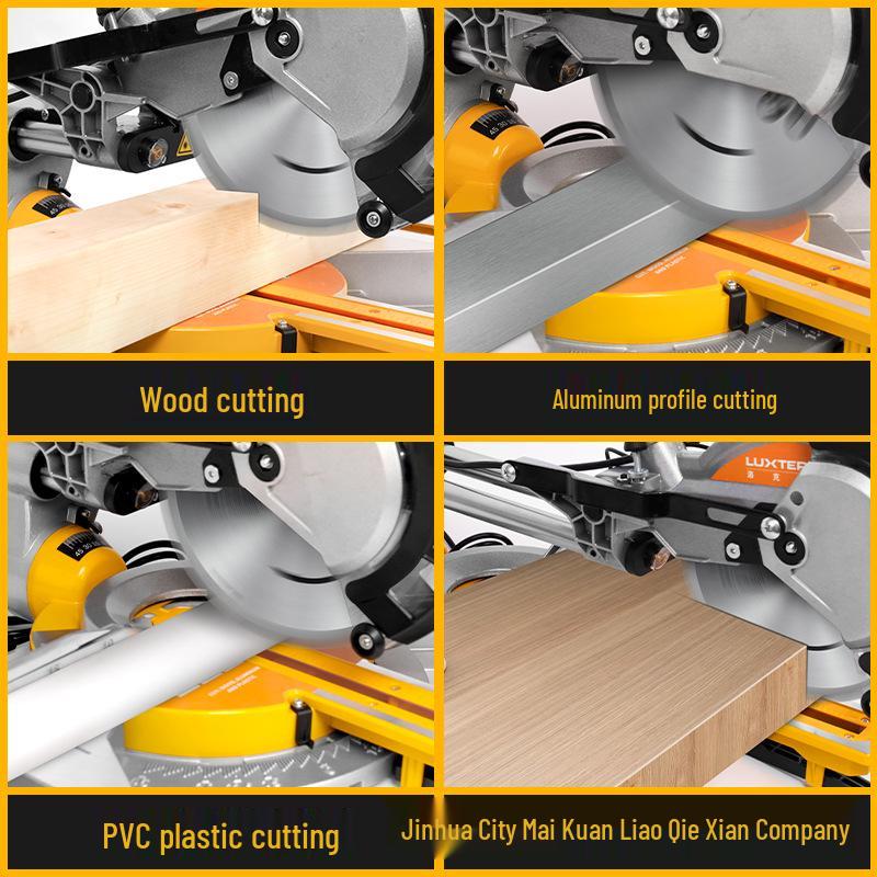 LUXTER 8-inch Sliding Compound Miter Saw with Single Bevel, Aluminum Cutting, Laser Guide, and 45° Woodworking Capability.